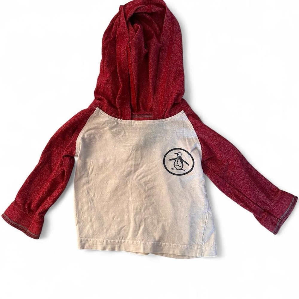 Original Penguin Baby Hoodie in Red and White 12 months